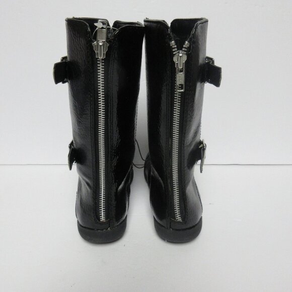 FADED GLORY Black Boots with Buckle & Back Zipper Shoes Girls Size 13 w/BOX - Picture 10 of 11